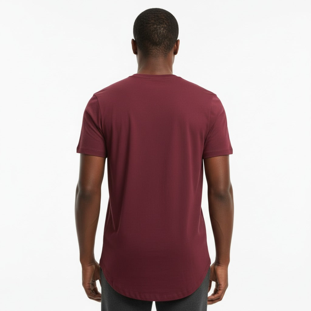 The Closet Inc Men Curved Hem T-Shirts “ Plain Burgundy