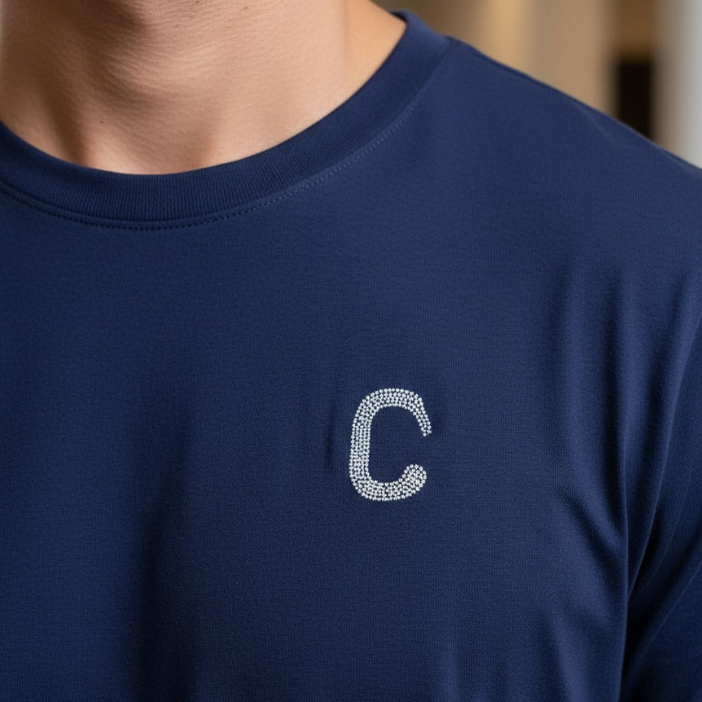 Men's TCI Navy Tee Curved Hem (WHT)