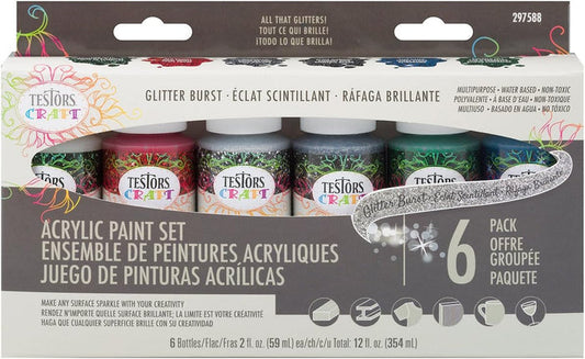 2Oz Craft Paint 6Pc Glitter