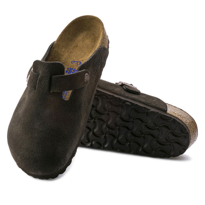 Birkenstock Womens Boston Soft Footbed Sandals - Mocha Suede