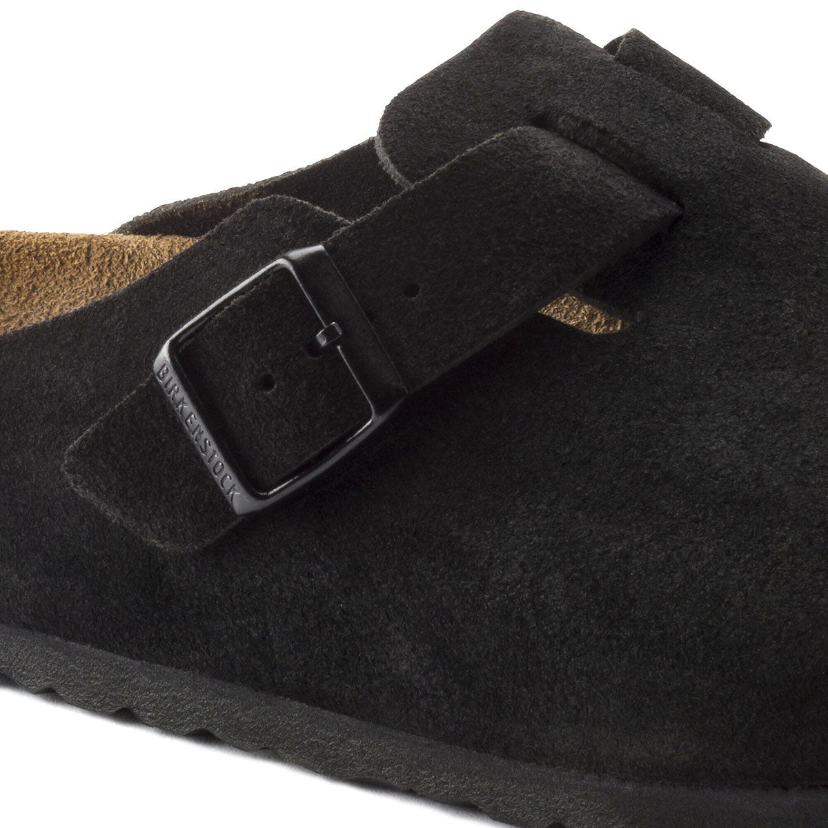 Birkenstock Womens Boston Soft Footbed Sandals - Black Suede