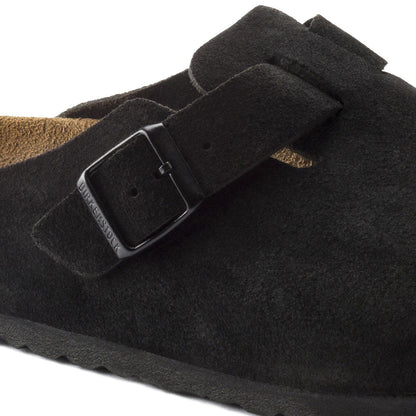 Birkenstock Womens Boston Soft Footbed Sandals - Black Suede
