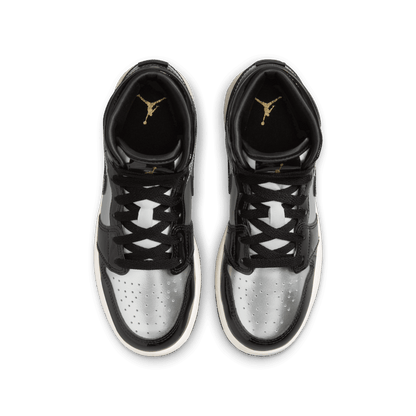 Big Kids' Air Jordan 1 Mid SE "Black Metallic Silver"
