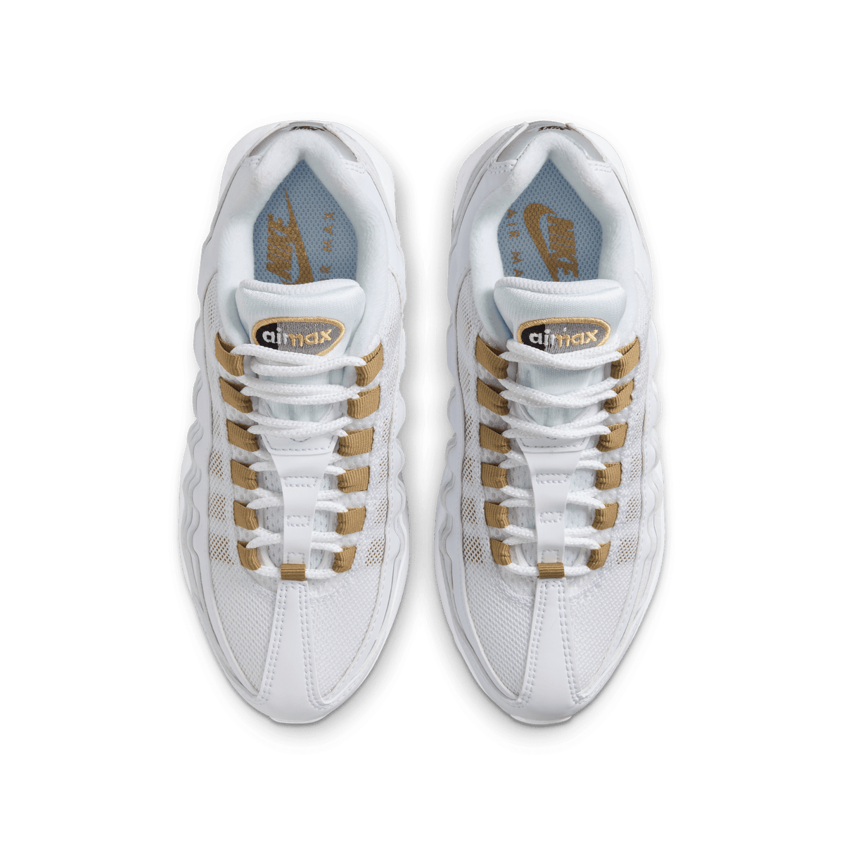 Big Kids' Nike Air Max 95 "White Metallic Gold"