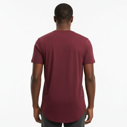 The Closet Inc Men Curved Hem T-Shirts “ Plain Burgundy