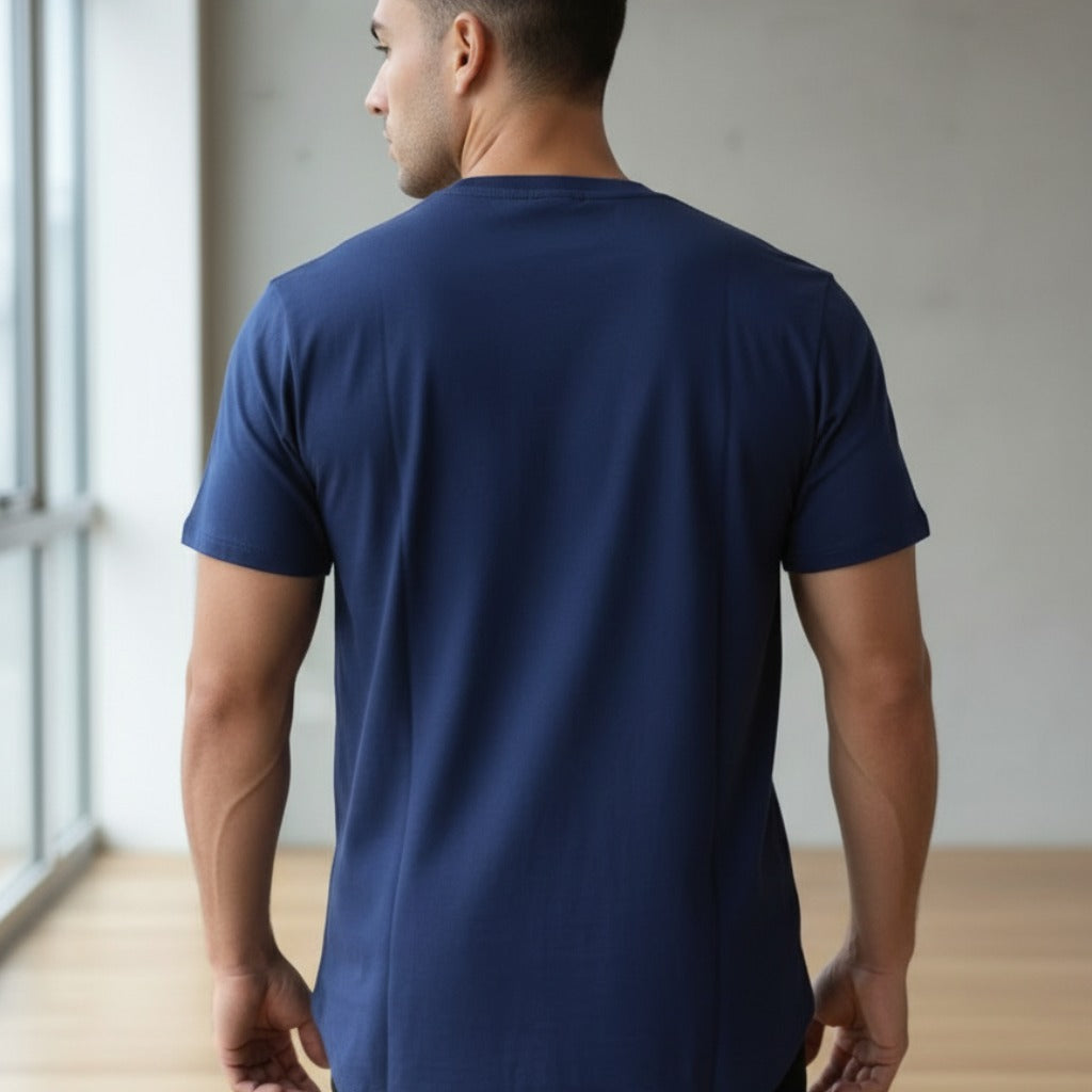 Men's TCI Navy Tee Curved Hem (WHT)