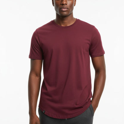 The Closet Inc Men Curved Hem T-Shirts “ Plain Burgundy