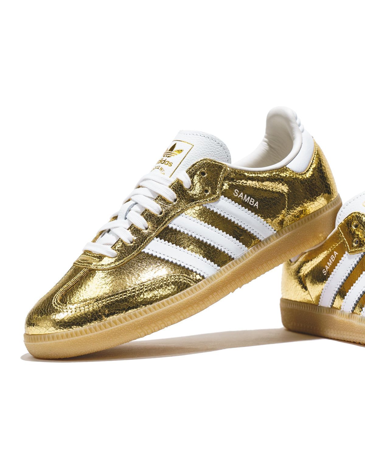 Adidas Women Samba OG Gold Metallic Cracked Leather KI5719