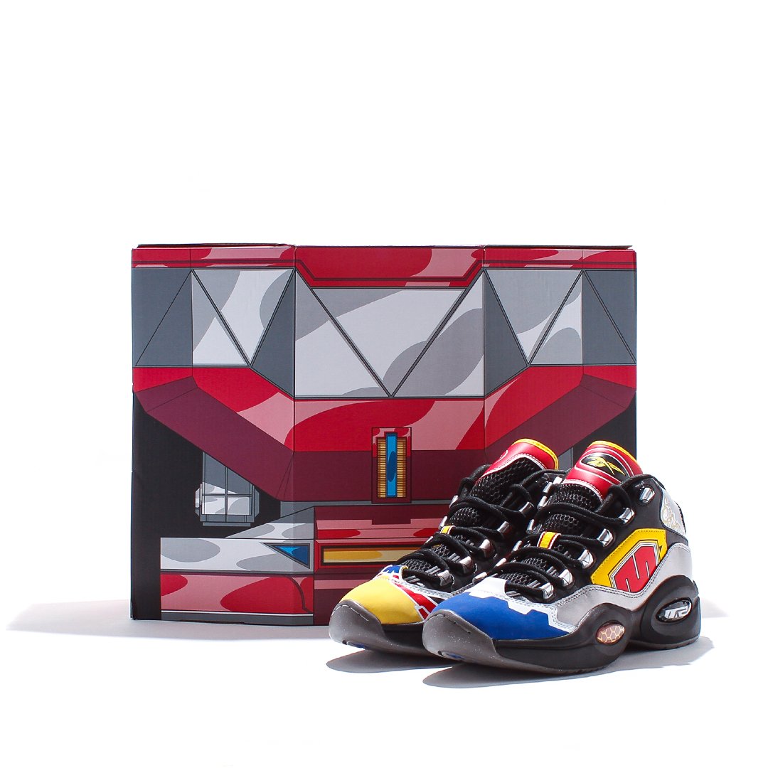 Reebok Classics Basketball Men x Power Rangers Question Mid Allen Iverson Black Silver Red GY0590